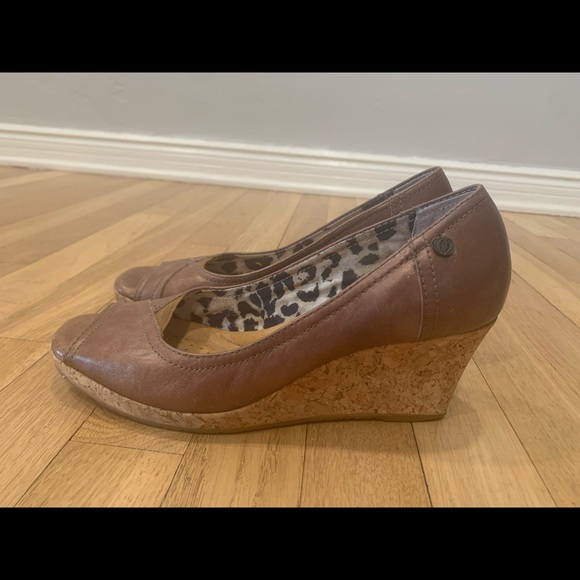 Nurture Peep Toe Metallic Cork Wedges - Picture 9 of 14
